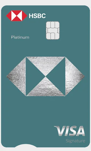 HSBC Platinum Visa credit card, teal card face